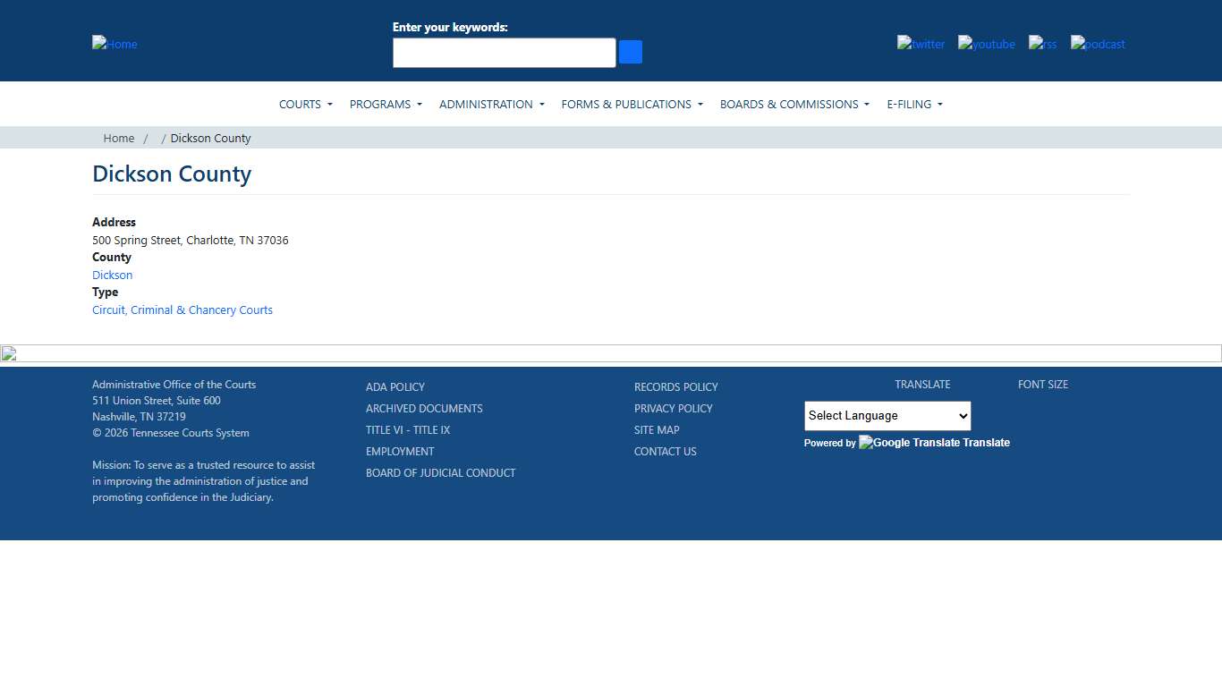 Dickson County Tennessee Administrative Office of the Courts