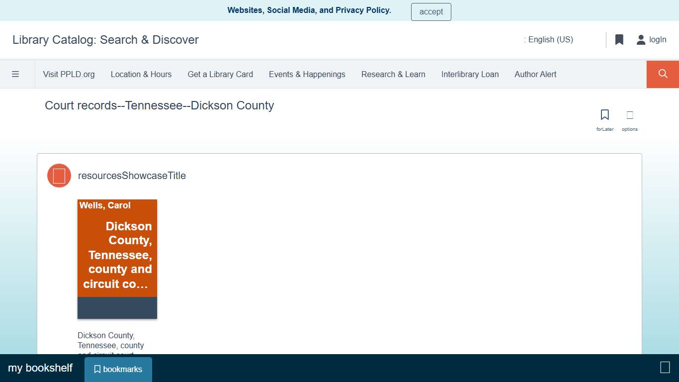 Court records--Tennessee--Dickson County Library Catalog: Search & Discover